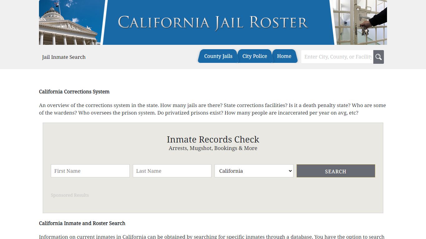 Tehama County Jail | Jail Roster Search